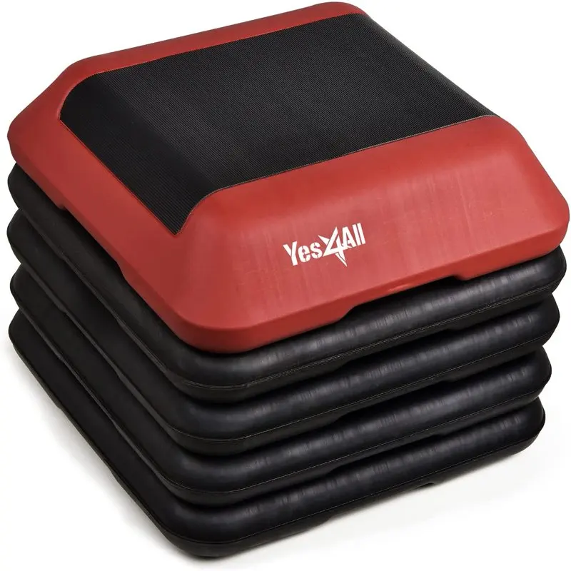 

Adjustable High Step Aerobic Platform, 16 in x 16 in, for Aerobic Step Exercises (Red/ )