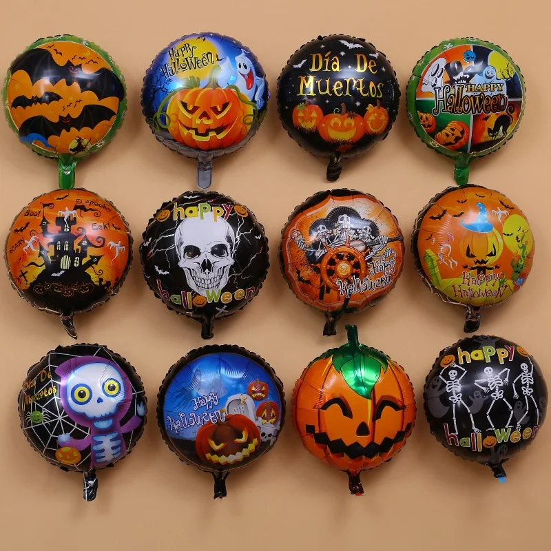 

5/10pcs 18 Inch Round Halloween Foil Balloons Pumpkin Head Balloons Witch Balloons Skull Balloons Halloween Party Decoration