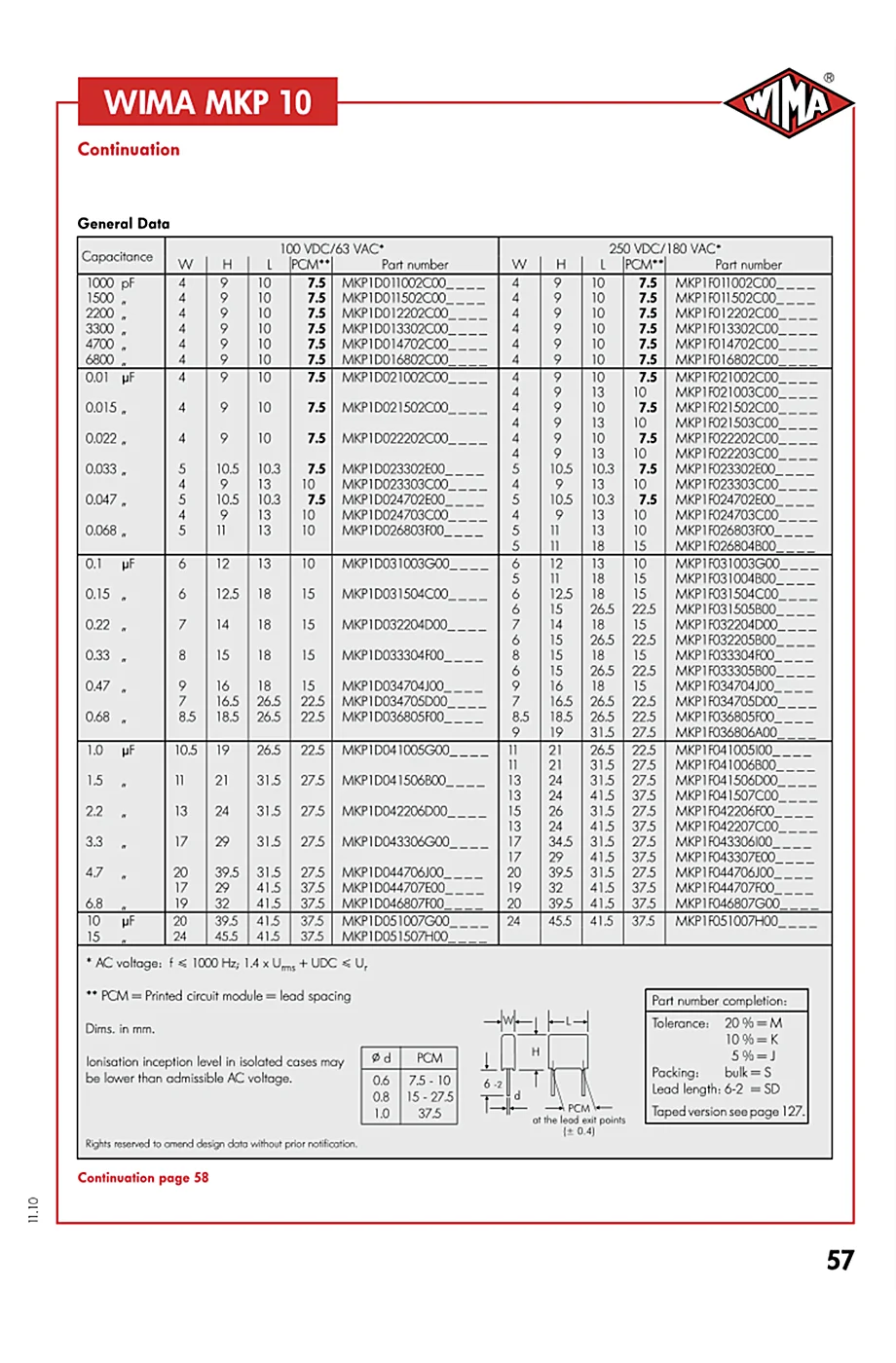 51020 шт. немецкий пленочный конденсатор WIMA MKP10 250 В 2,2 мкФ 225 2U2 шаг 27,5 мм аудио пассивный конденсатор (art.: 3920c8eb68160) - 3920c8eb68160