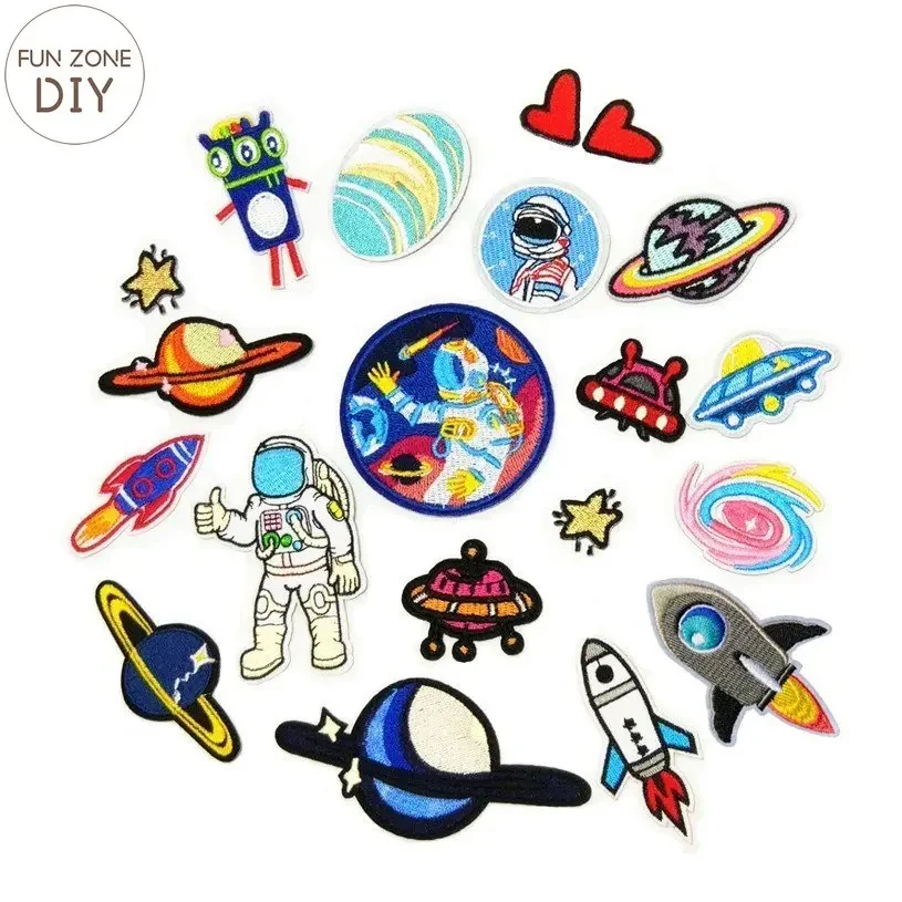 FZdiy космонавт ракета планета астронавт железные нашивки для одежды DIY футболка