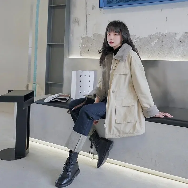 Cotton Clothes Female 2022 New Fall and Winter Loose Medium-Length Paragraph Thickened Cotton Coat Jacket