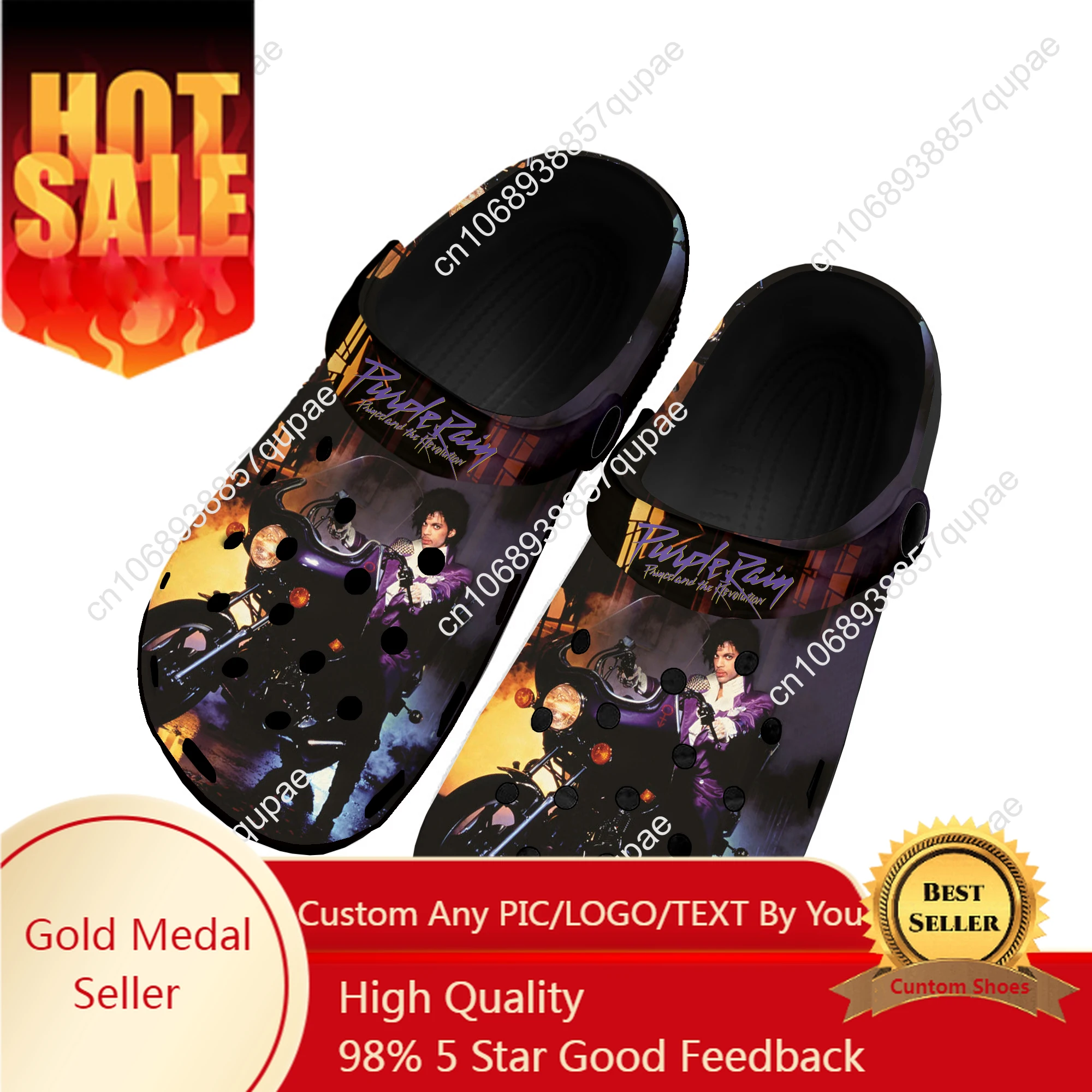 

Prince Rogers Nelson Home Clogs Purple Rain Water Shoes Mens Women Teenager Sandals Garden Clog Custom Made Slippers Black