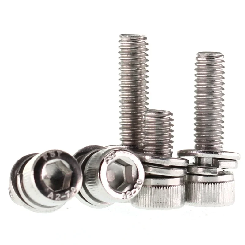 Набор шестигранных болтов 20 комплектов M4 M5 M3 винты DIN912 плоская пружинная шайба