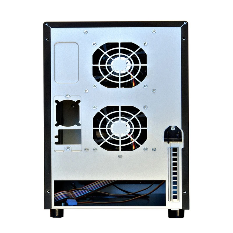 Фото Лидер продаж: Корпус для сервера на 8 отсеков для HDD, сетевое хранилище NAS, алюминиевый сплав, пластик, SAS/SATA, горизонтальный, Mini-ITX, с боковой панелью-окном №4
