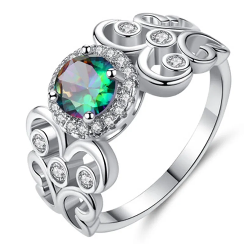 

Milangirl color Zircon Hollowed CZ Stones Rings for Women Bezel Setting Women's Finger lady sliver Ring