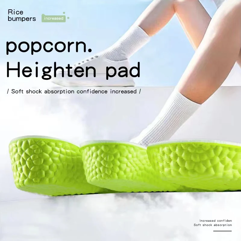 2023 1.5-3.5cm Invisible Height Increase Insoles Green Memory Foam Shoes Sole Pad Breathable Comfortable for Men Women Feet Care