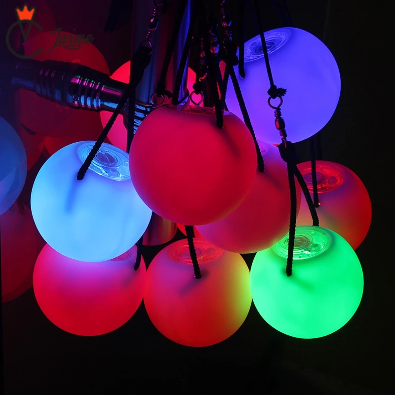 

led glow poi for fire show 2 Pieces Balls Stage Performance LED POI Thrown Balls for Belly Dance Level Hand Props Accessories