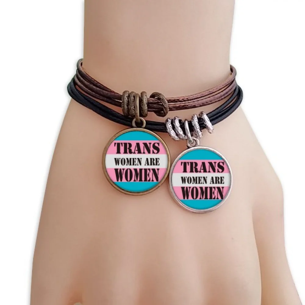 

Trans Woman Support LGBT Transgender Bracelet Double Leather Rope Wristband Couple Set