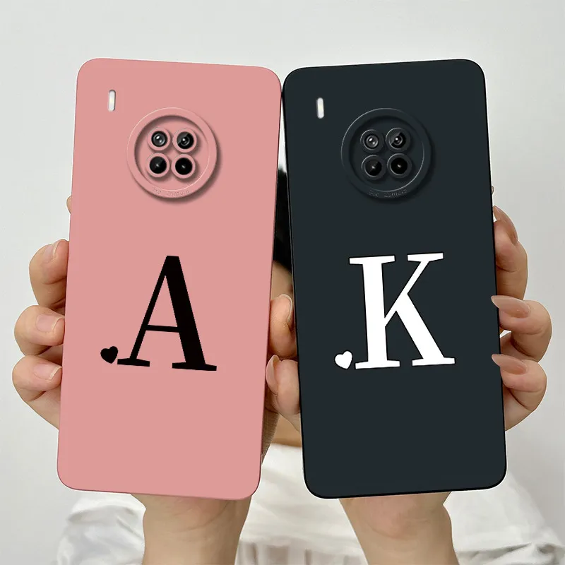 For Huawei nova 8i Case Cover NEN-L22 NEN-LX1 NEN-LX3 Phone case Cute Couple Letters Square Shockproof Back