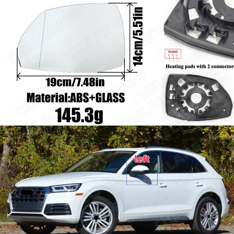 1 шт. левое боковое зеркало для Audi Q5 Q7 SQ5 2018 2019 2020 2021 2022 2023 2024 боковое стекло заднего вида с подогревом OEM 4M 0857535 Б