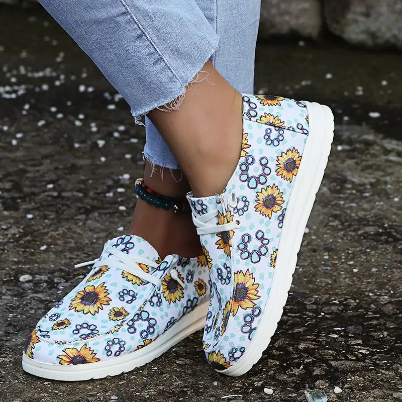 

Women Canvas Shoes 2022Spring Fashion Flowers Canvas Shoes Women Casual Loafers Women Flat Shoes Plus Size Zapatillas De Deporte