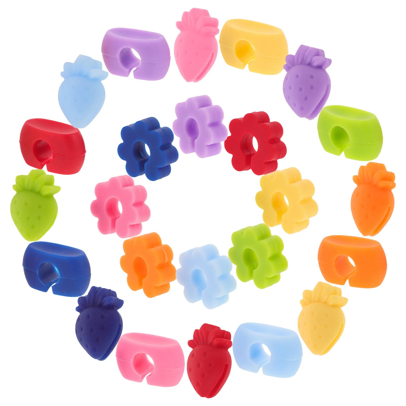 24 шт. силиконовые стеклянные маркеры с подвесками цветком клубники