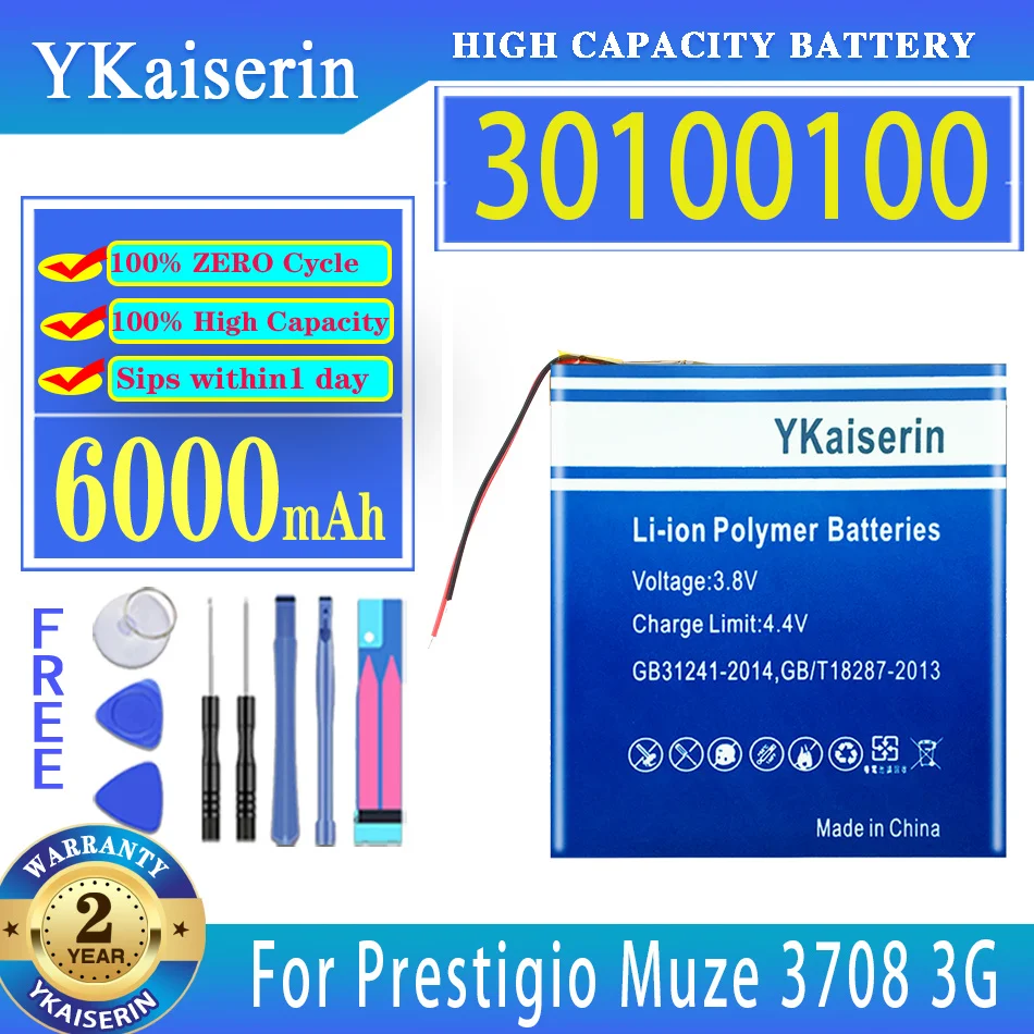 

YKaiserin 6000mAh Replacement Battery 30100100 For Prestigio Muze 3708 3G PMT3708_3G PMT3708D PMT3708C Laptop Bateria