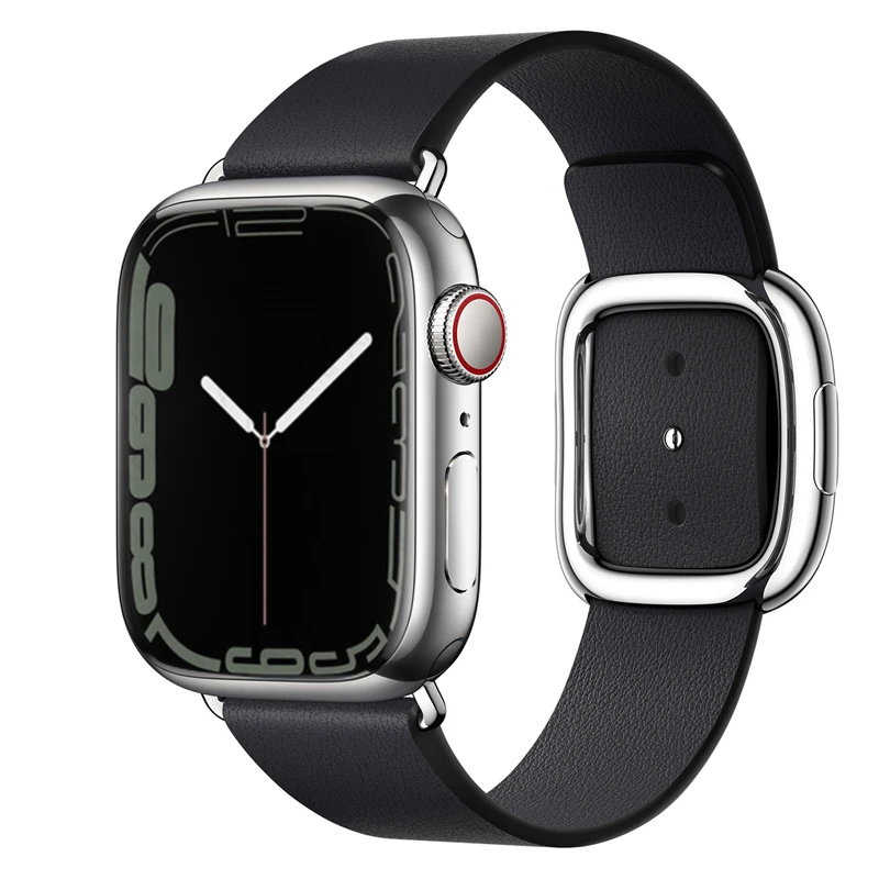 Modern buckle strap For Apple Watch band 45mm 41mmm 44mm 40mm 42mm 38mm Leather apple watch bracelet iwatch series 5 4 3 6 SE 7