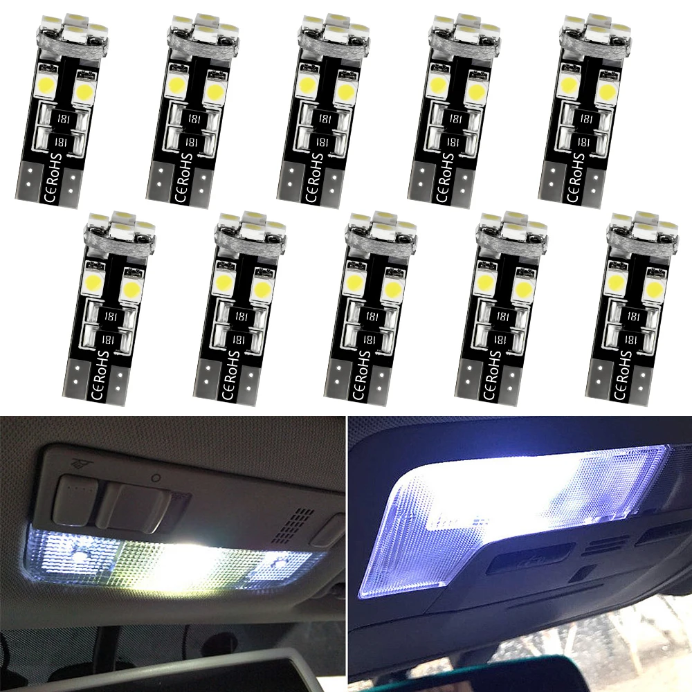 

10 шт., Автомобильные светодиодные лампы T10T W5W 3528 8SMD