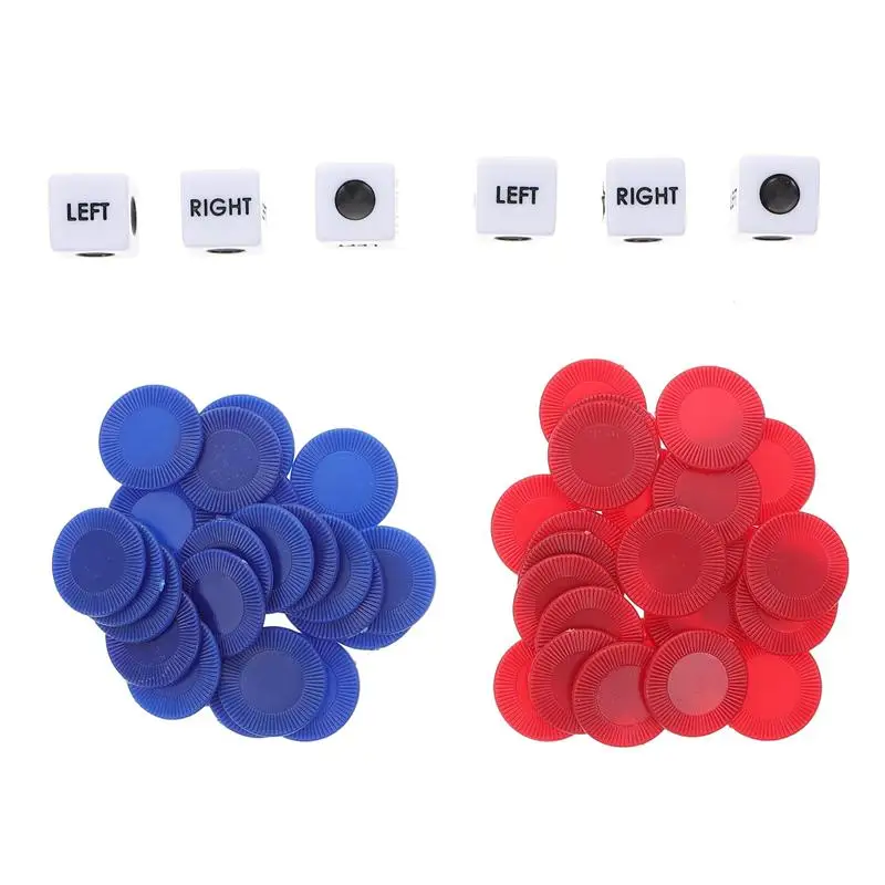 

2 Sets Funny Dice Game Toy Left Right Center Dice Toy with Chips for Party