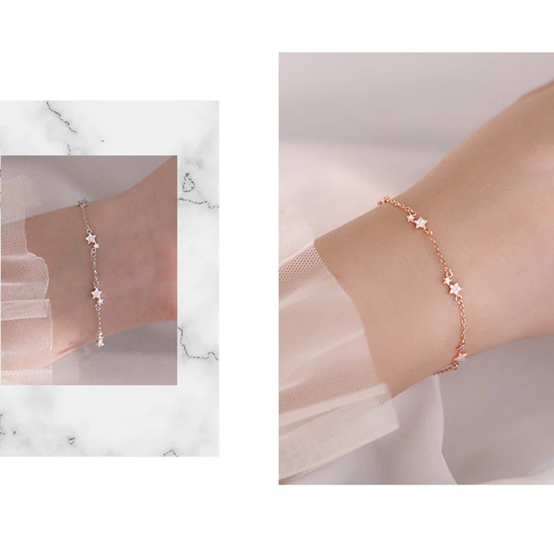 

Exquisite Zircon Star Bracelet For Lady Anniversary Accessories Pure 925 Sterling Silver Bracelets Women Girls Birthday Gift