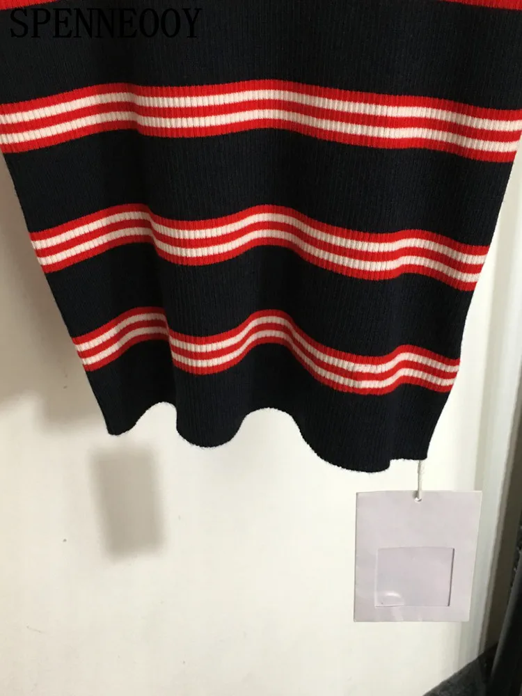 Женский вязаный свитер без рукавов SPENNEOOY подиумный винтажный полосатый