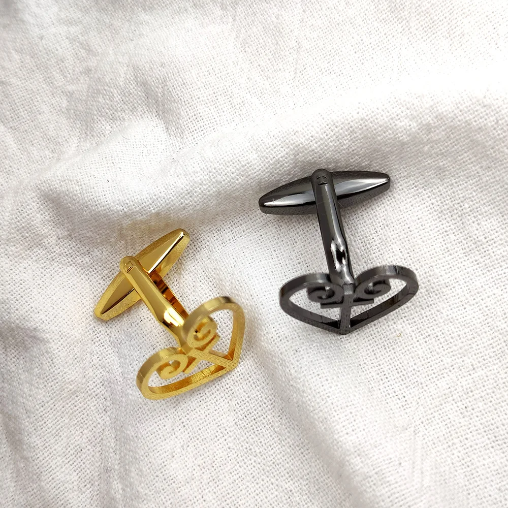 Heart-Shaped Men's And Women's Cufflinks Lovers Gift Wedding Stainless Steel Shirt Cufflinks Men's Jewelry Accessories Wholesale