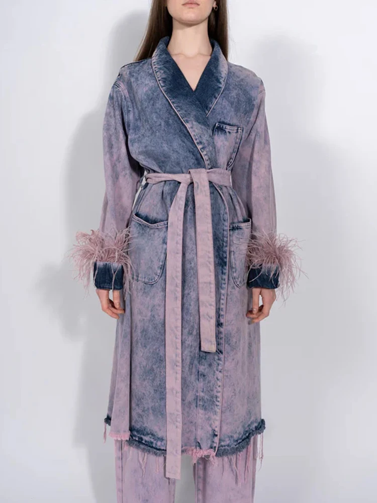 Женская Лоскутная Куртка С Перьями VGH