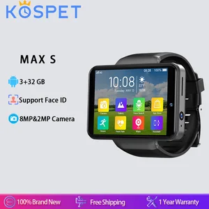 kospet max s 4g android smart watch phone 2 4 2000mah dual camera 3gb 32gb gps men’s smartwatch 2022 for android ios phone free global shippi