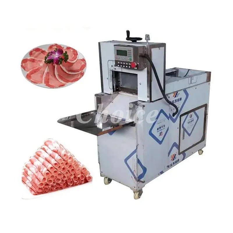 

Commercial Electric 220/110V Fresh Lamb Slicer 304ss Horizontal Frozen Meat /4 Roll Mutton Roll Slicer For Hotpot Shop Use