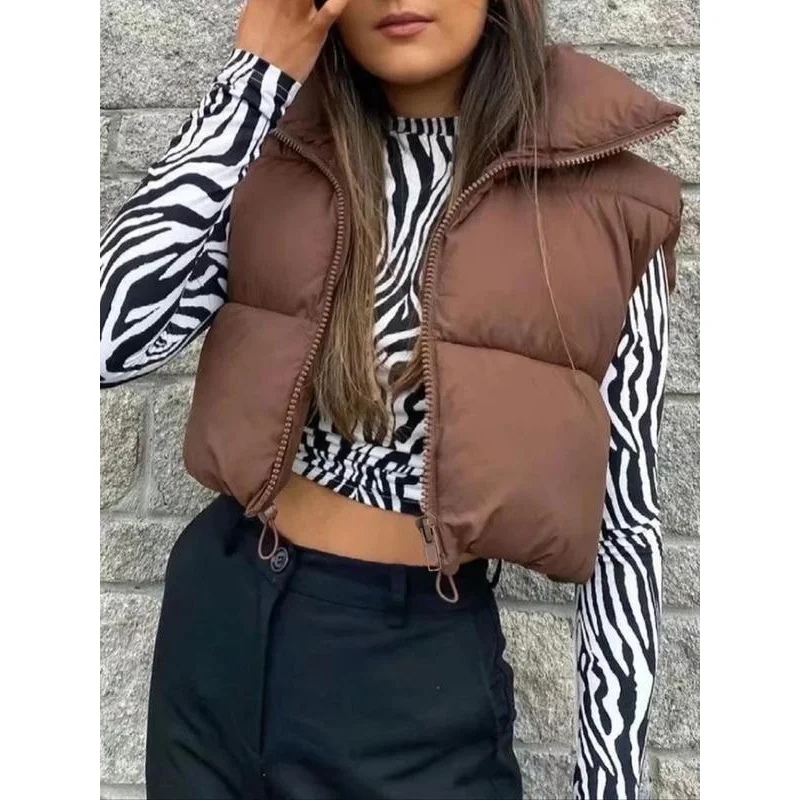 Женский однотонный жилет-пуховик на молнии повседневная термобелье осень и зиму