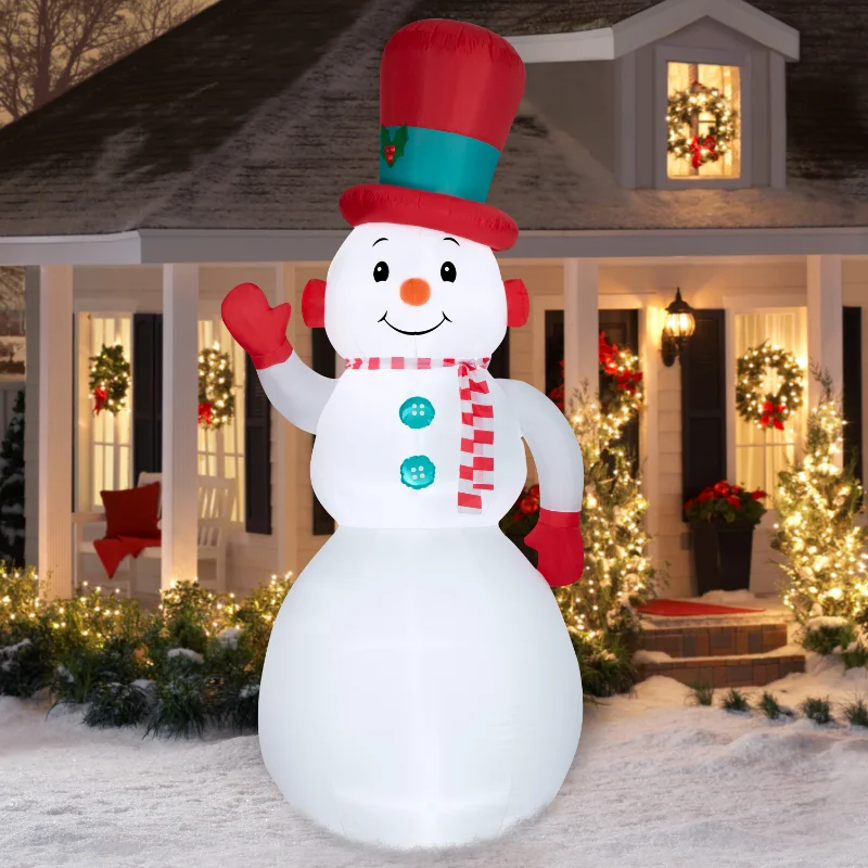 10 Foot Tall Vintage Snowman Christmas Decorations Setup Is Super Simple for Parties and Celebrations