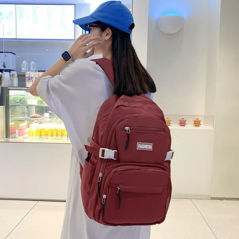 

Female College Student Backpack Large Capacity Lightweight Travel Casual Simple Backpack Junior High School Schoolbag