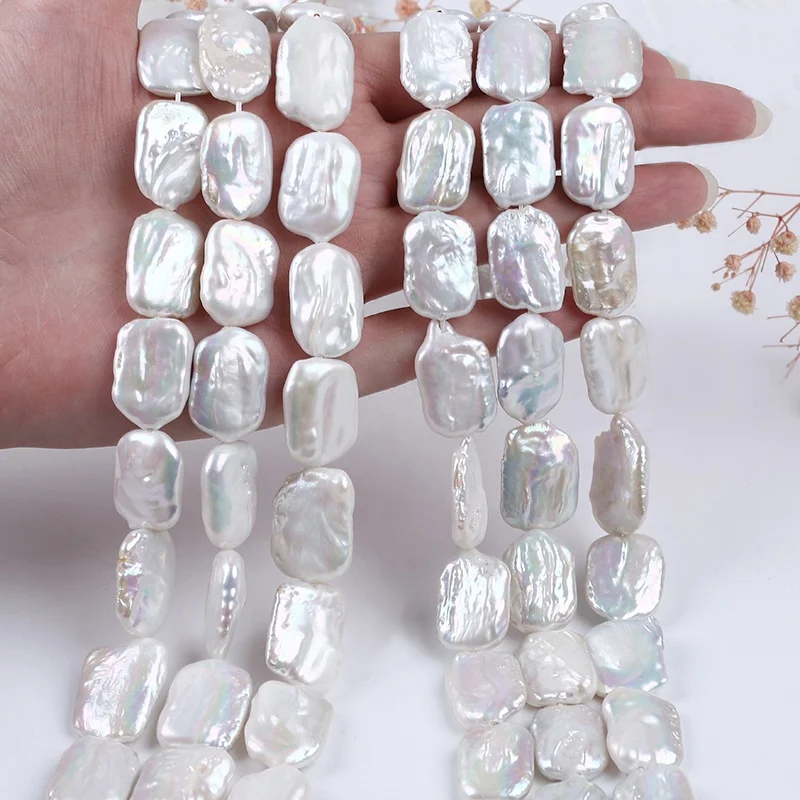 

13-16mm/14-16mm Large Rectangle Irregular Shape Natural Freshwater Loose Baroque Pearls Bead For jewelry