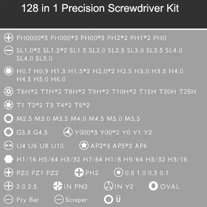 128 в 1 многофункциональные магнитные Биты Phillips Набор прецизионных отверток для