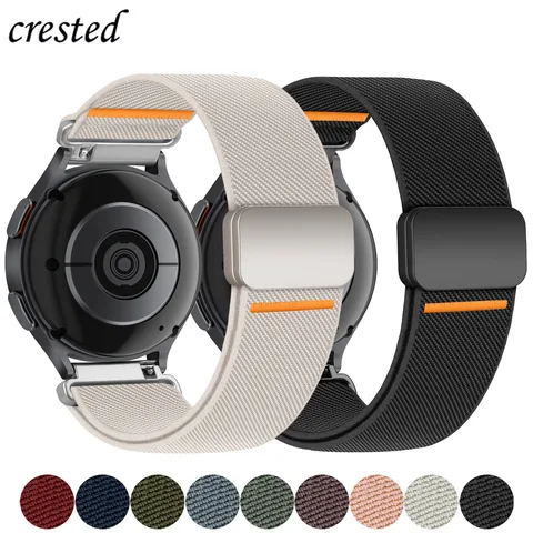 Нейлоновый магнитный ремешок для Samsung Galaxy Watch 7/FE/5/pro/6/4/Classic/Active 2, Huawei GT/5/4/3