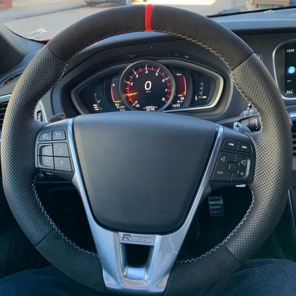 

Крышка рулевого колеса DIY Car обертывается антискользимой замшевой косичкой из натуральной кожи для VOLVO XC60 S60 V40 V60 S40 2011-2017