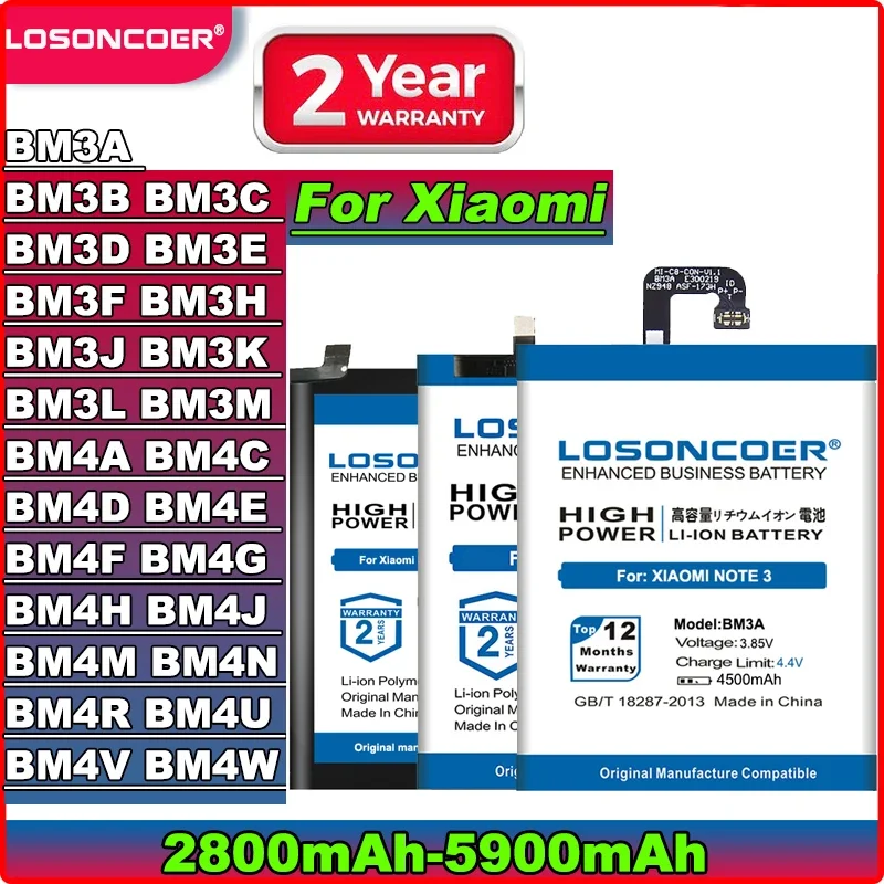 Аккумулятор для Xiaomi BM3A BM3B BM3C BM3D BM3E BM3F BM3J BM3K BM3L BM3M BM4A BM4C BM4D BM4E BM4F BM4J BM4N BM4R BM4U BM4V BM4W