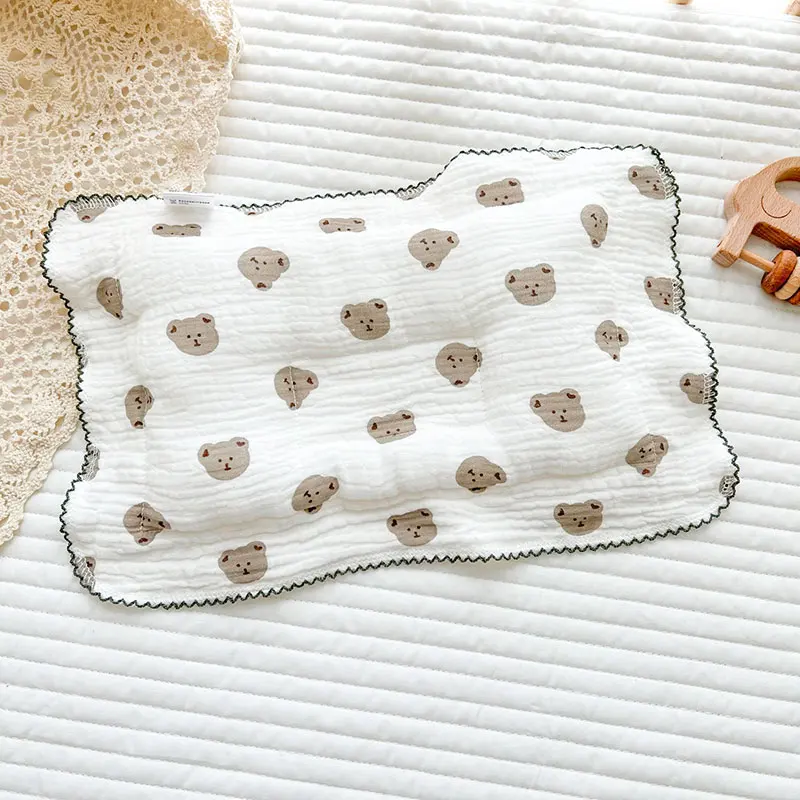 

Gauze baby shaped pillow newborn anti deflection correction headrest breathable