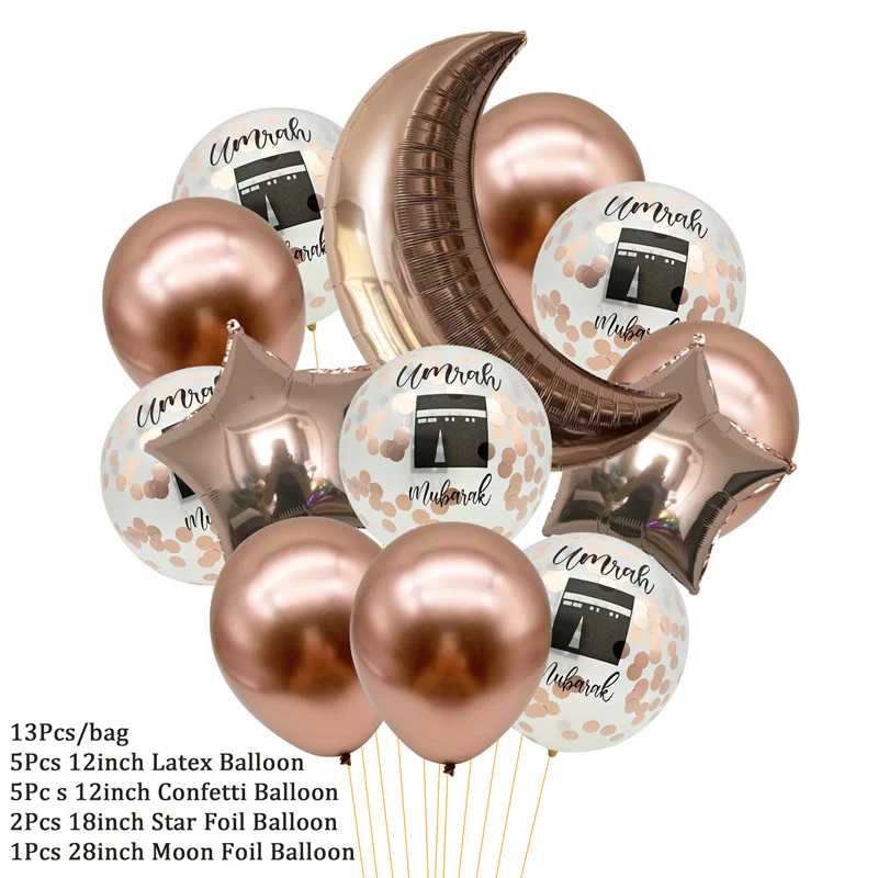 

1 пакетик Умра Мубарак латексные воздушные шары с конфетти Рамадан Карим Декор 2026 Исламская мусульманская вечеринка Ид Мубарак Главная поставки для вечеринки в честь Рамадана