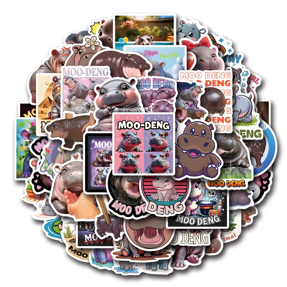 10/30/50 шт. Кавайные наклейки с изображением бегемота Му Дэна милые мультяшные