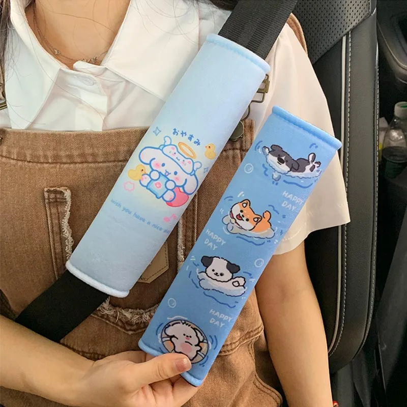 

Kawaii Sanrio автомобильный ремень безопасности защитный чехол Kuromi Cinnamoroll почтовый мультфильм аниме регулируемые аксессуары для украшения автомобиля