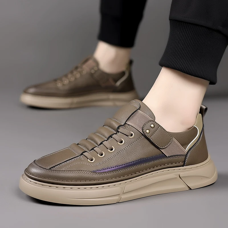 Новые брендовые весенние мужские оксфорды из дышащей кожи на плоской подошве