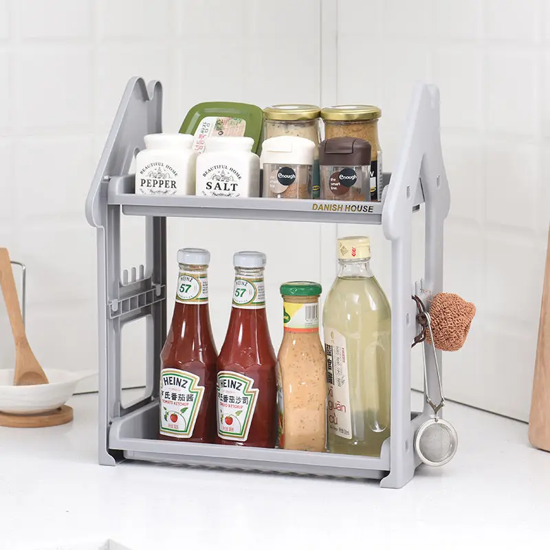 Kitchen Storage Rack Bathroom Organizer Drain Holder Seasoning Bottle Cutlery Items Sundries Stationery Toiletries Shelf