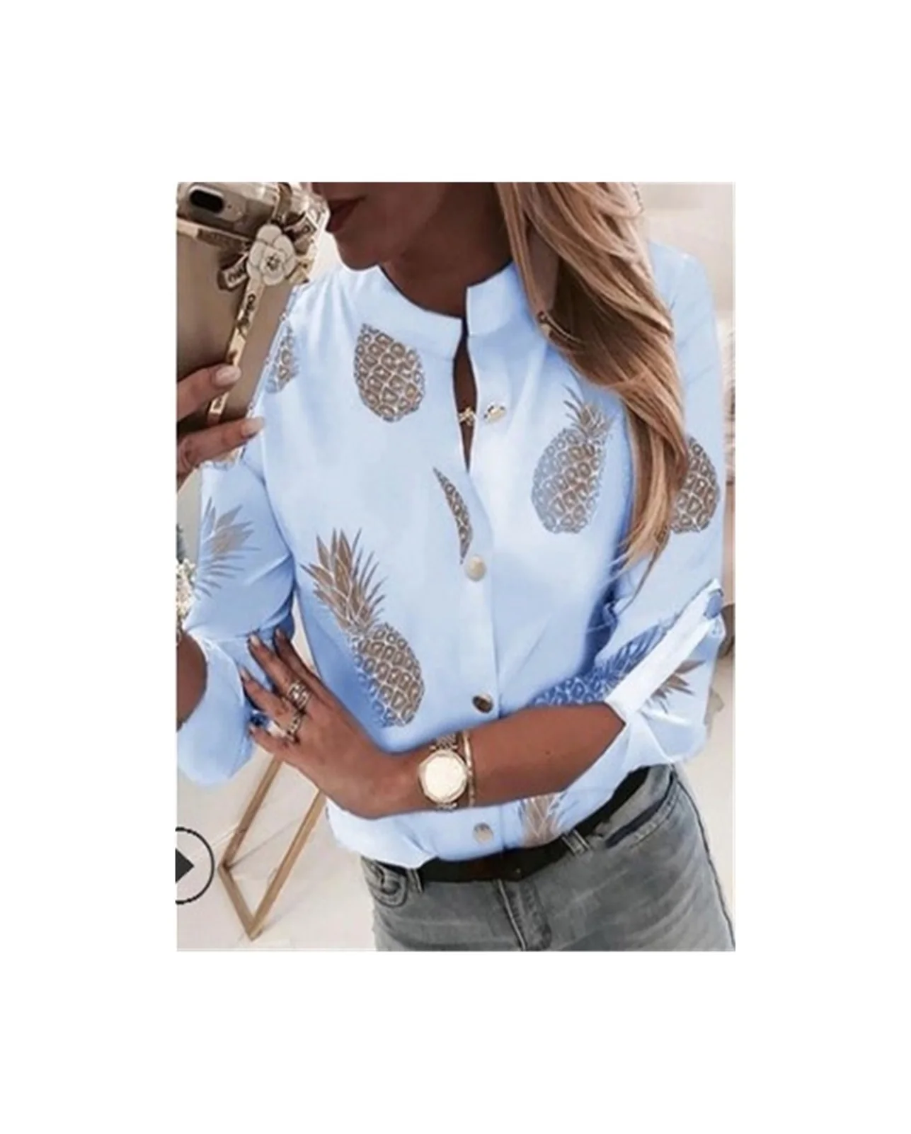 

2022NEW JODIMITTY Women's Shirt Ananas White Long Sleeve Women's Blouse 2021 Womens Tops And Blouse Top Female Autumn New Plus