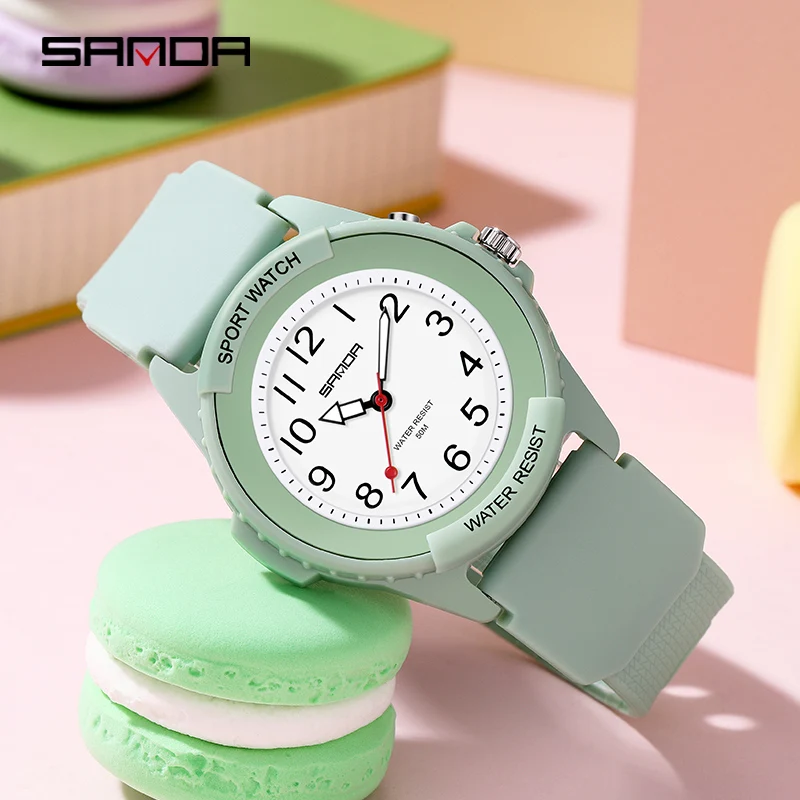 SANDA 2023 Women Watch Simple Fashion Women Luxury Brand 50M Waterproof Quartz Watch Arabic Numeral Scale Womens Watches Reloj