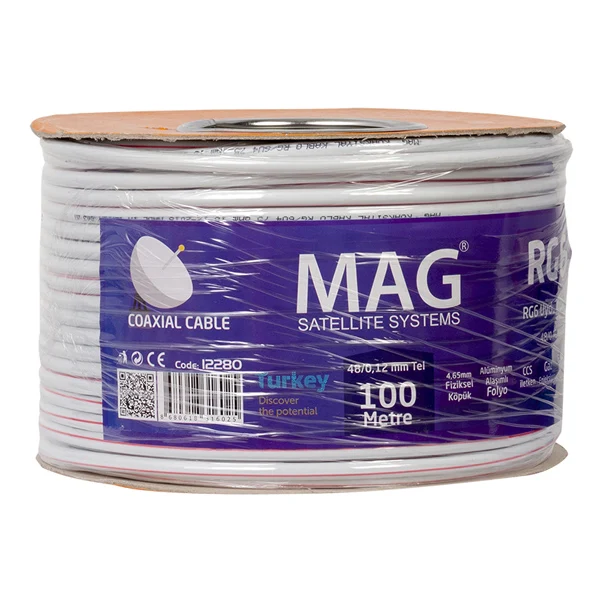 MAG RG6/U4 0,80 мм 48*0,12 проволока CCS шкив антенный кабель YERLİ производство (100 метров)