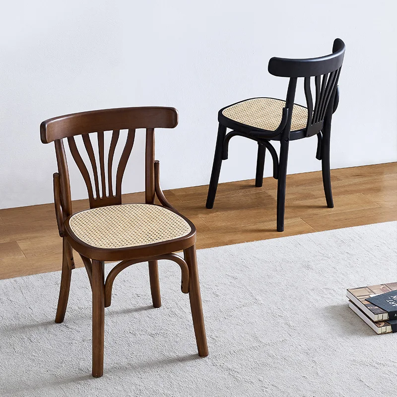 S Nordic Rattan Cushion Solid Wood Kitchen Chair Mid Century Modern Sillas Home Furniture Wkdc