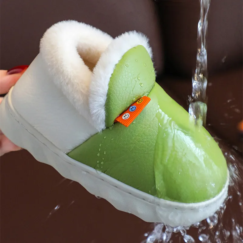 Waterproof Children Boots Baby Boys Girls Snow Boots Kids Warm Winter Shoes for Home Faux Fur Slip on Ankle Boots Child Botas