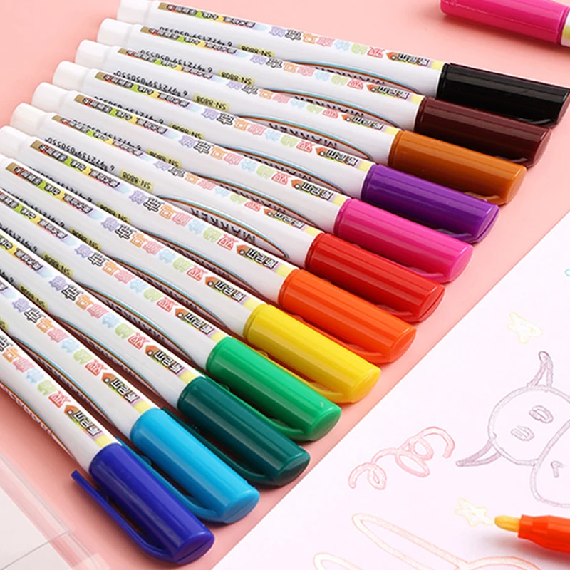 12 цветов двойных линий контурные маркеры Pen Stationery рисования DIY Outline Student Marker.