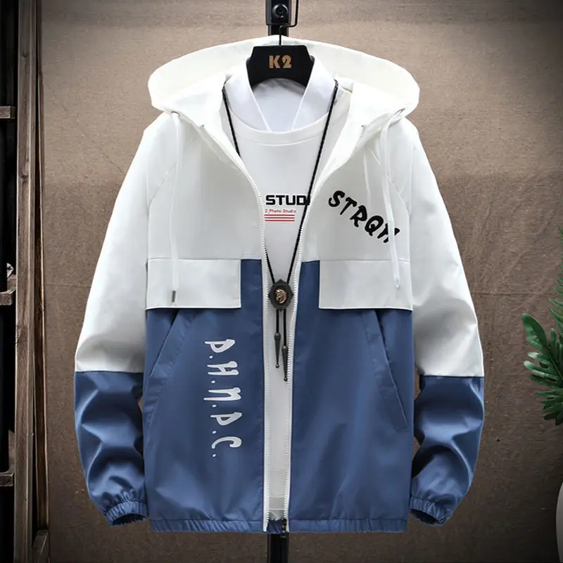 

Spring and Autumn Men's Jacket Workwear Jacket Youth Casual Top Hooded Men's Loose Jacket