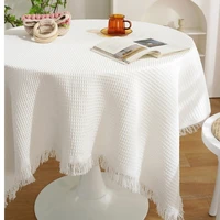 french white tablecloth waffle japanese wedding dinning coffee table for living room photo table cloth cover mat coat home decor