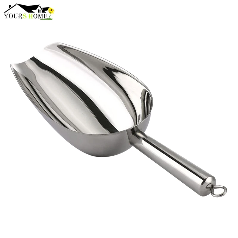 

10oz Ice Scoop Kitchen Food Candy Scoop Polish Stainless Steel Ice Scoop Food Flour For Bar Commercial Kitchen Tools Barware