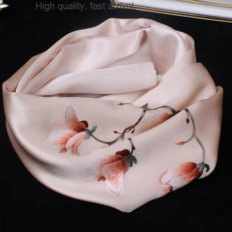 

Embroidery Business Suzhou Gift Mulberry Silk Scarf Women's Silk Embroidery Scarf Magnolia Ethnic Style Shawl Suzhou Silk